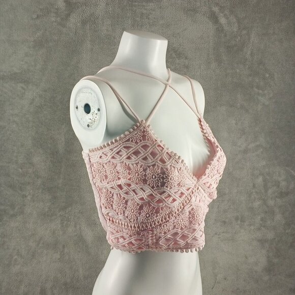 NWT FRANCESCA Mi Ami Bralette Lace Smocked M(8-10) Pink Stra Cross Back - Picture 4 of 12